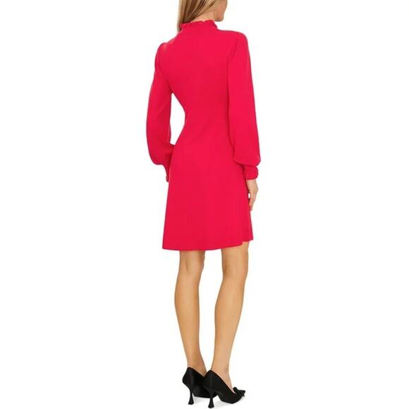 CeCe Long Sleeve Smock Cuff Mock Neck Sweater Dress Womens Size Large Magenta - Picture 3 of 5